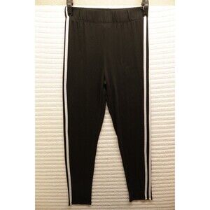Womens Marci leggings Sz M Black W White Track Stripe Y2K Athletic Jogging Golf